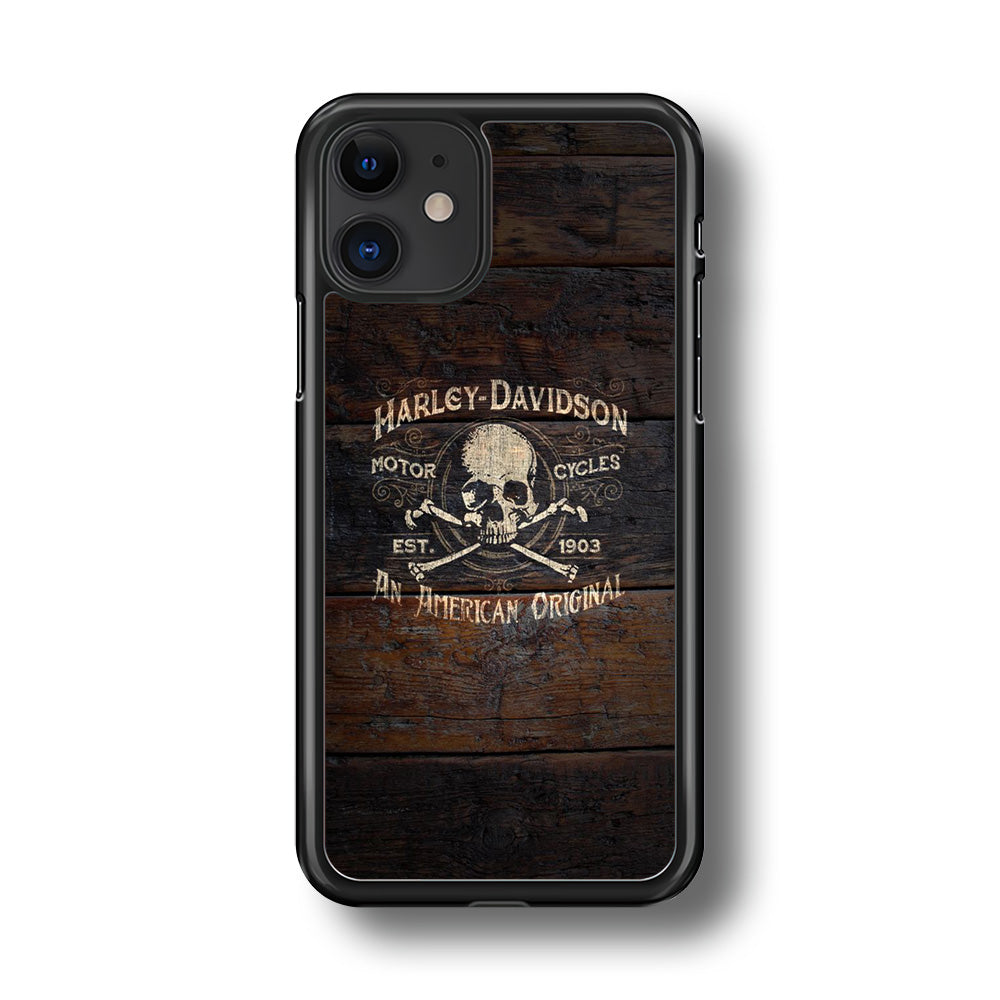 Harley Davidson Skull Logo In Wood iPhone 11 Case-Xtracase