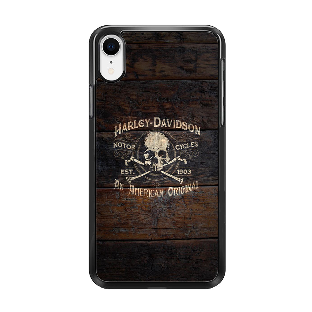 Harley Davidson Skull Logo In Wood iPhone XR Case-Xtracase