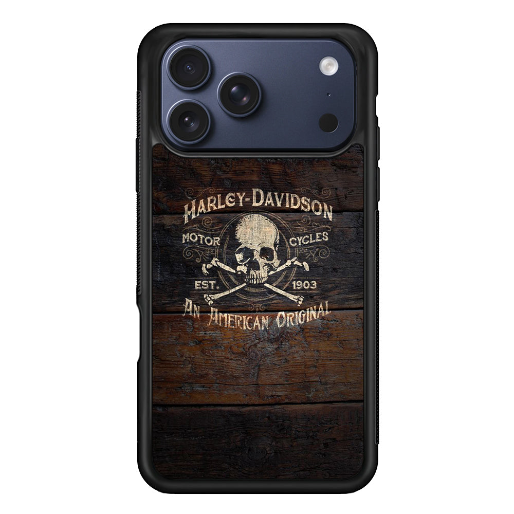 Harley Davidson Skull Logo In Wood iPhone 17 Pro Case - Xtracase
