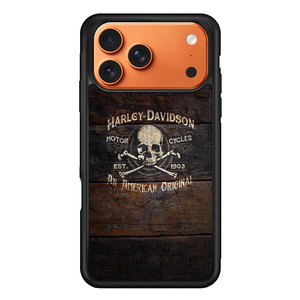 Harley Davidson Skull Logo In Wood iPhone 17 Pro Max Case