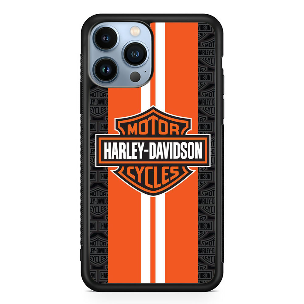 Harley Davidson Orange Stripe White iPhone 15 Pro Case-Xtracase