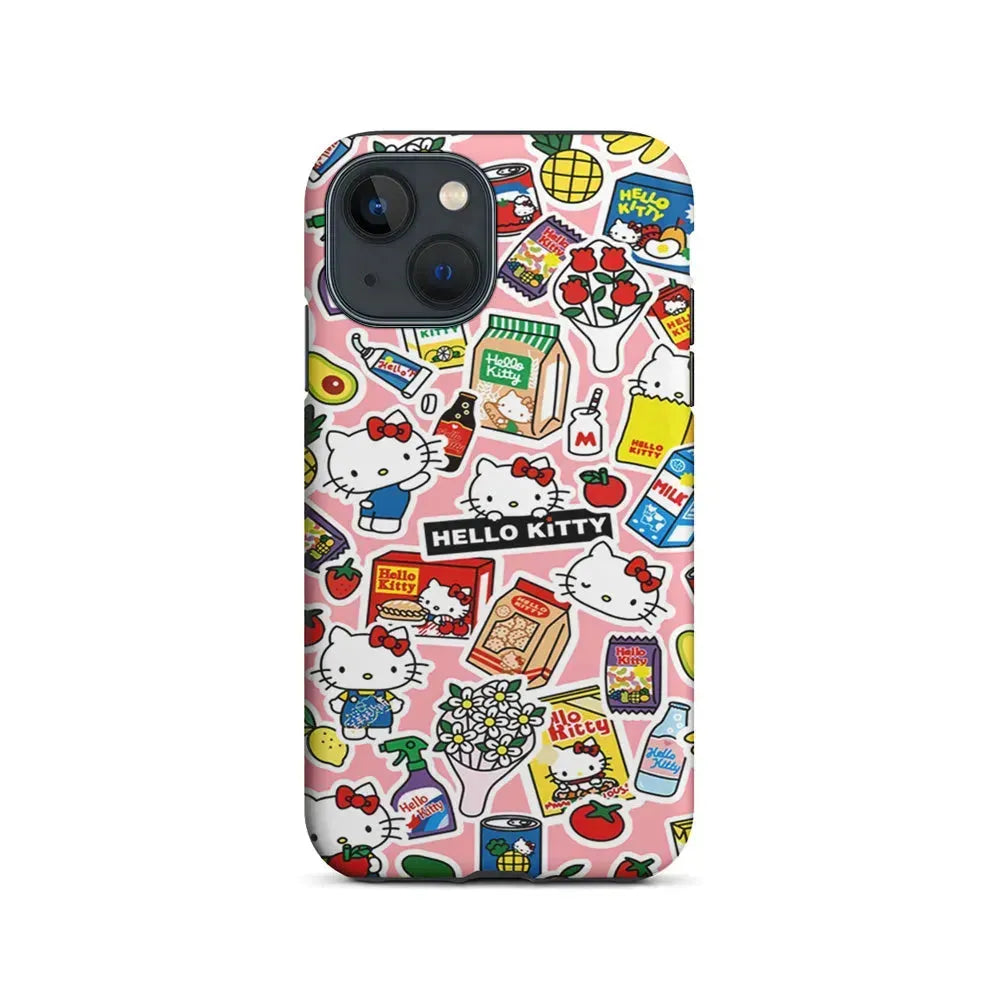 Hello Kitty Stickers iPhone 13 Mini Case-2 in 1 Tough Case-Xtracase