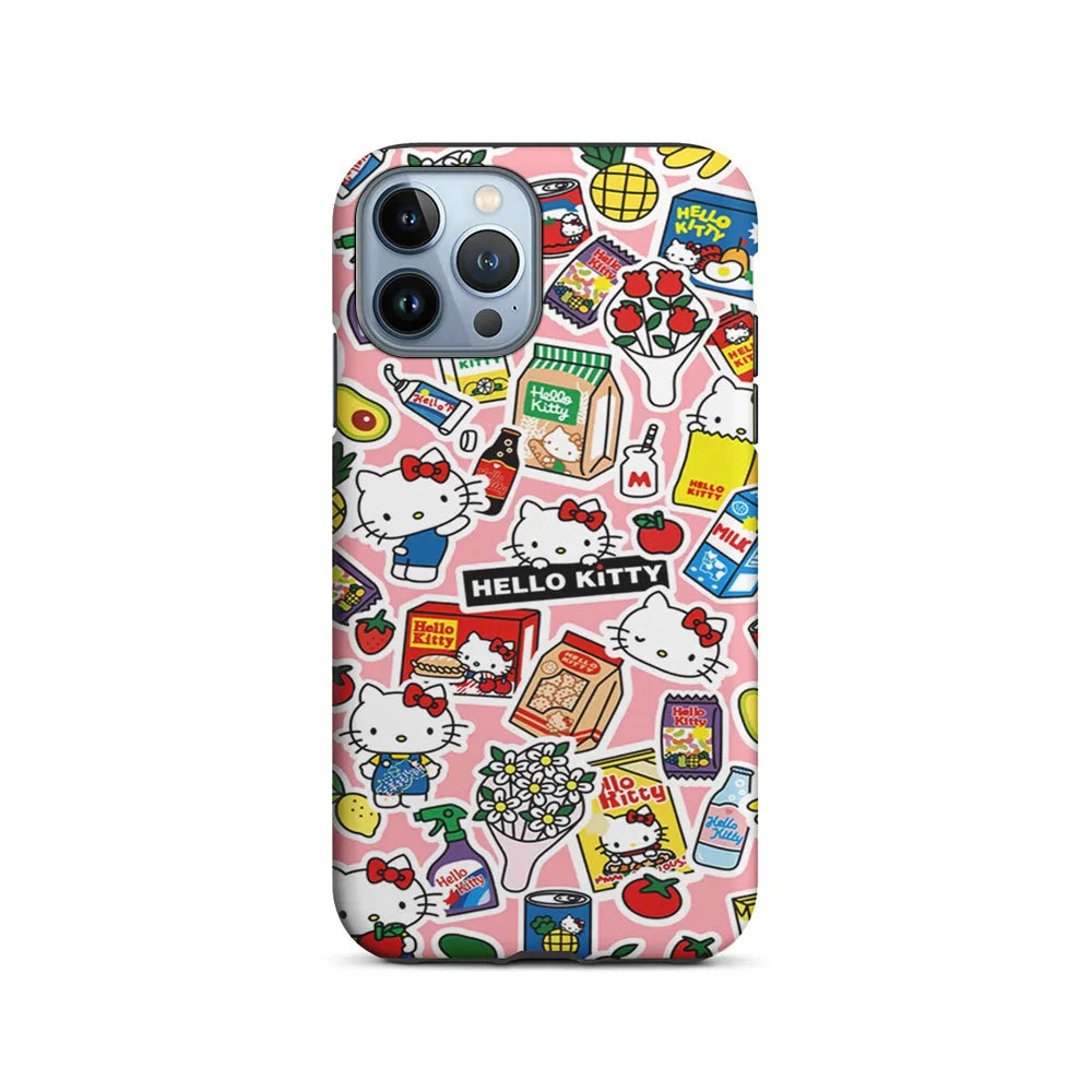 Hello Kitty Stickers iPhone 13 Pro Max Case-2 in 1 Tough Case-Xtracase