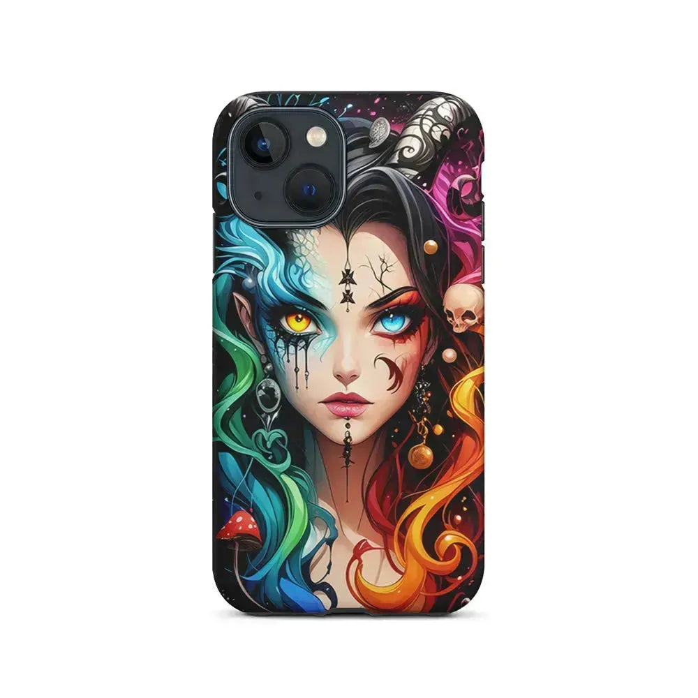 Horned Witch Girl Anime Art iPhone 13 Mini Case-2 in 1 Tough Case-Xtracase