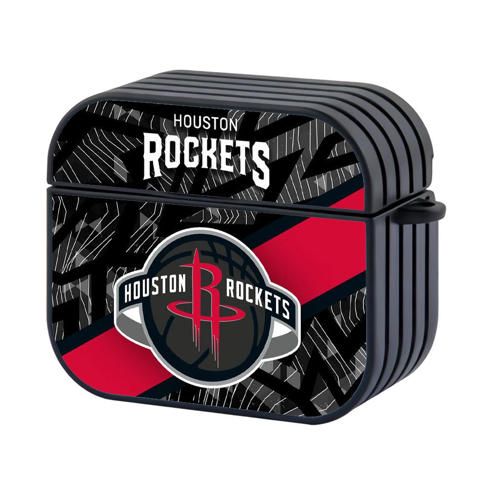 Houston Rockets Black Abstract Patern Hard Plastic Case Cover For Apple Airpods 3-Xtracase
