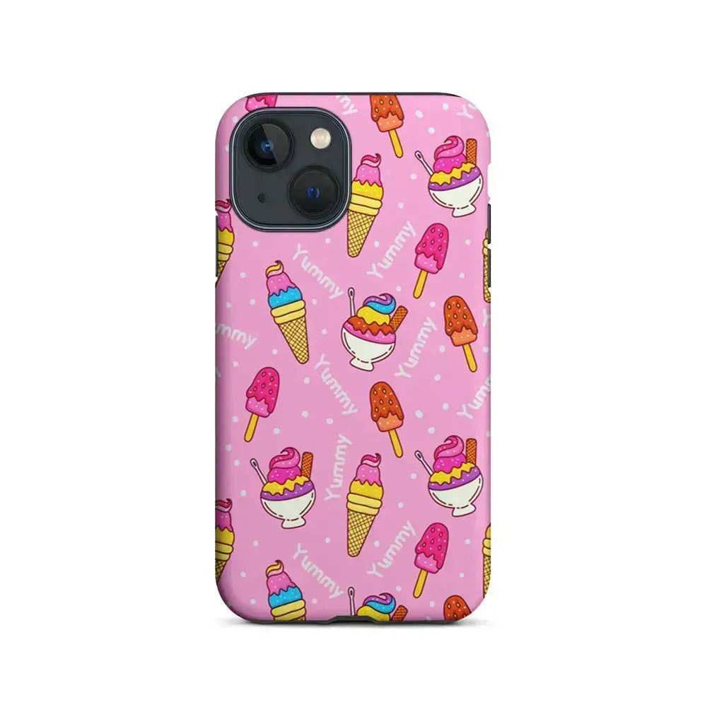 Ice Cream Doodle Yummy iPhone 13 Mini Case-2 in 1 Tough Case-Xtracase