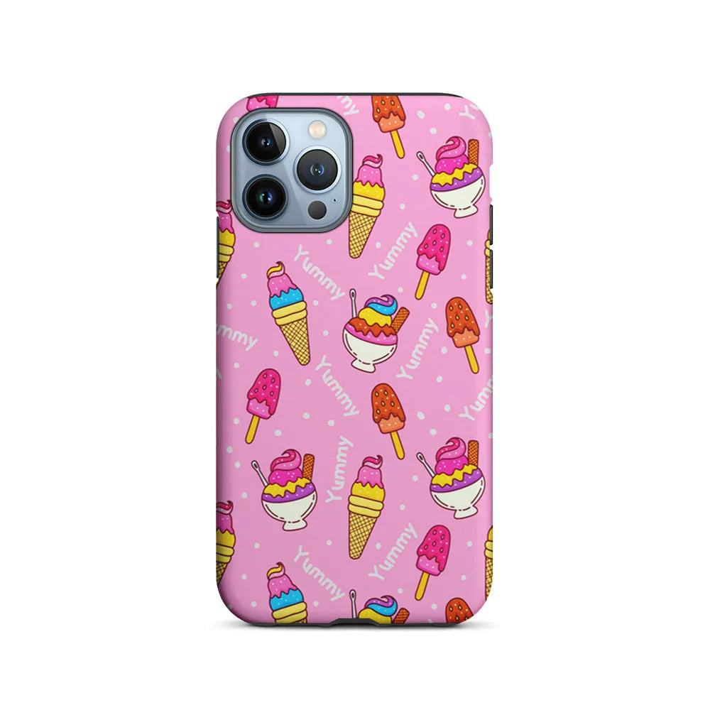 Ice Cream Doodle Yummy iPhone 13 Pro Max Case-2 in 1 Tough Case-Xtracase