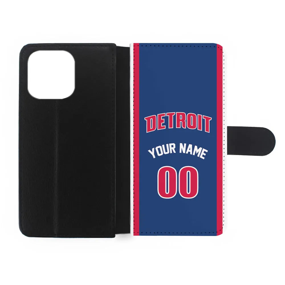 Custom Jersey Detroit Pistons NBA Phone Case-Navy-Flip Wallet Case-Xtracase