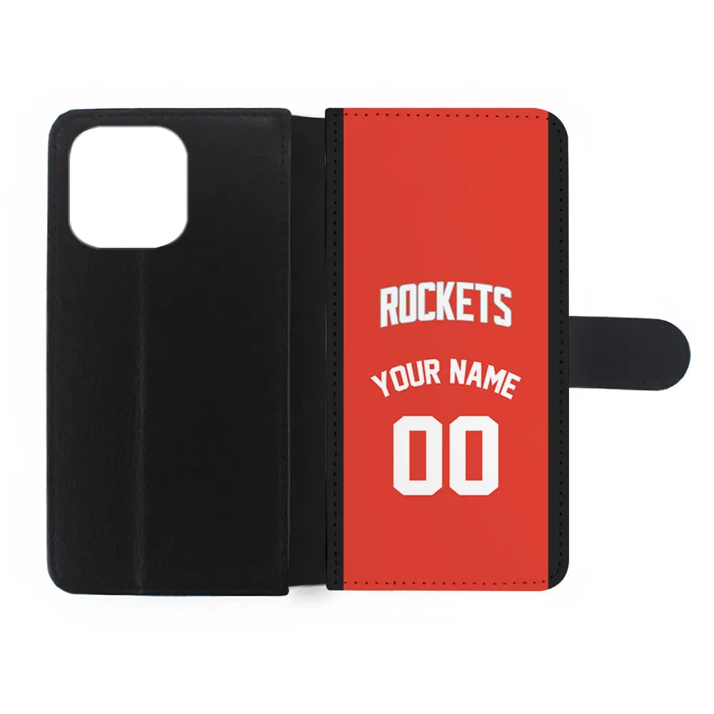 Custom Jersey Houston Rockets NBA Phone Case-Red-Flip Wallet Case-Xtracase