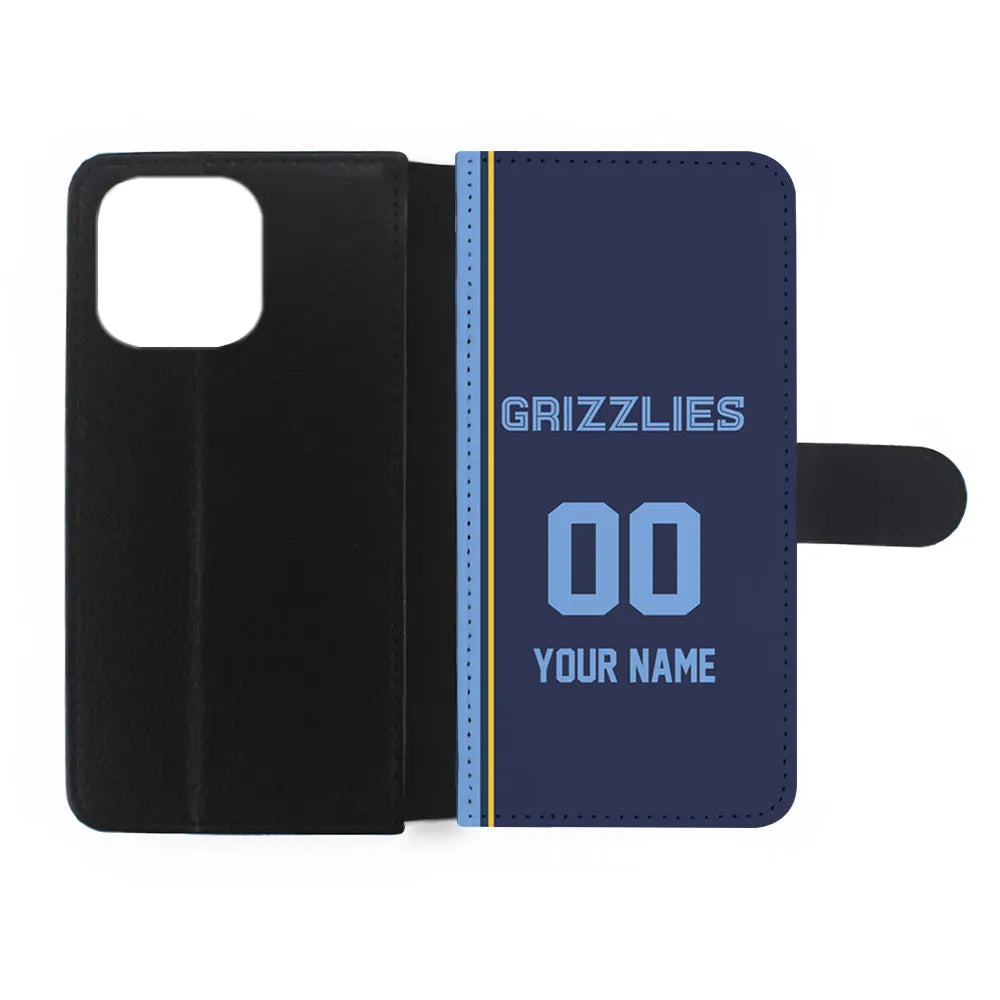 Custom Jersey Memphis Grizzlies NBA Phone Case-Navy-Flip Wallet Case-Xtracase