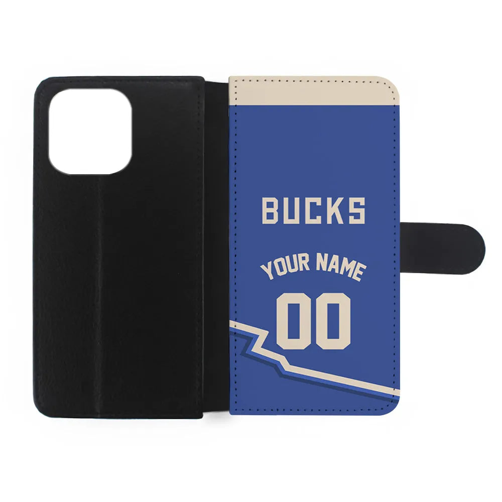 Custom Jersey Milwaukee Bucks NBA Phone Case-Blue-Flip Wallet Case-Xtracase
