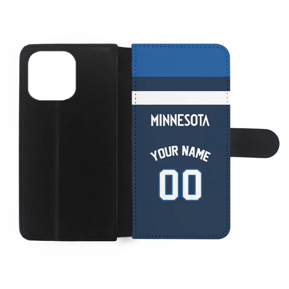 Custom Jersey Minnesota Timberwolves NBA Phone Case-Navy-Flip Wallet Case-Xtracase
