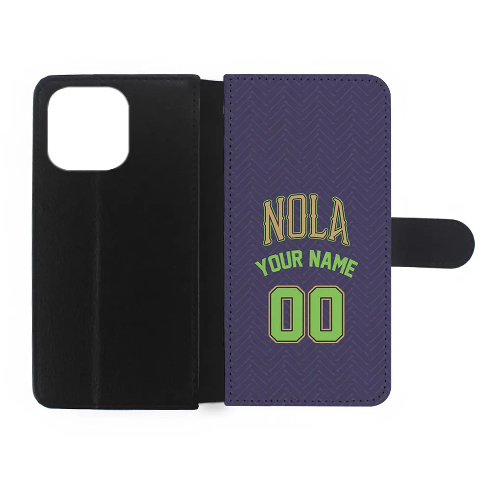 Custom Jersey New Orleans Pelicans NBA Phone Case-Purple-Flip Wallet Case-Xtracase