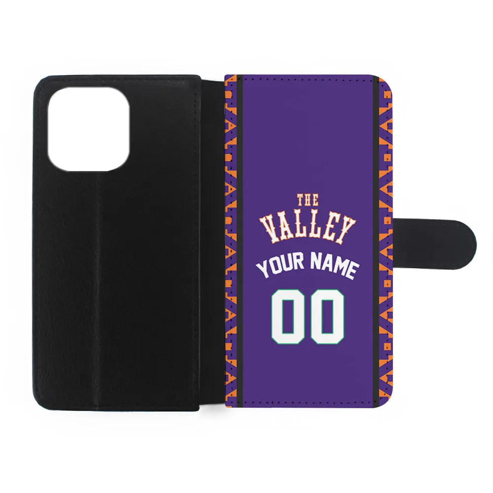 Custom Jersey Phoenix Suns NBA Phone Case-Purple-Flip Wallet Case-Xtracase