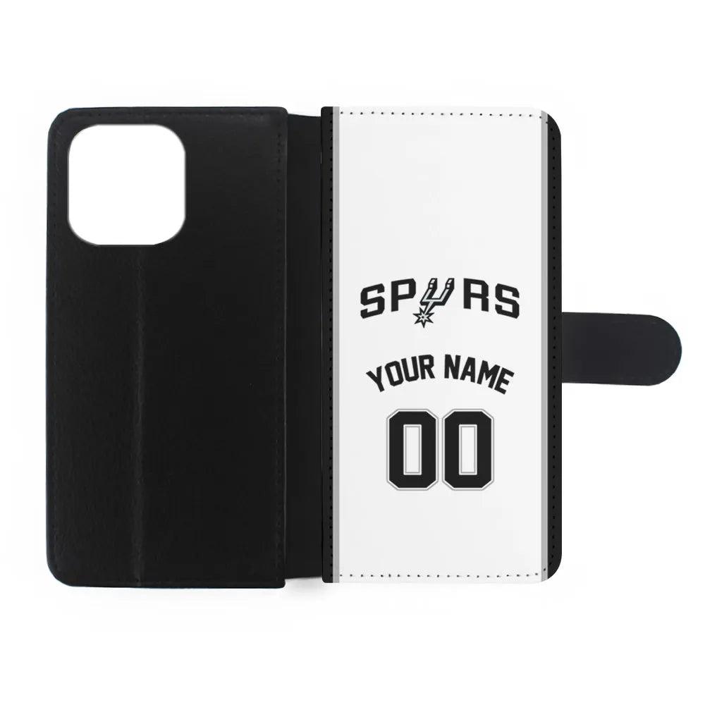 Custom Jersey San Antonio Spurs NBA Phone Case-White-Flip Wallet Case-Xtracase