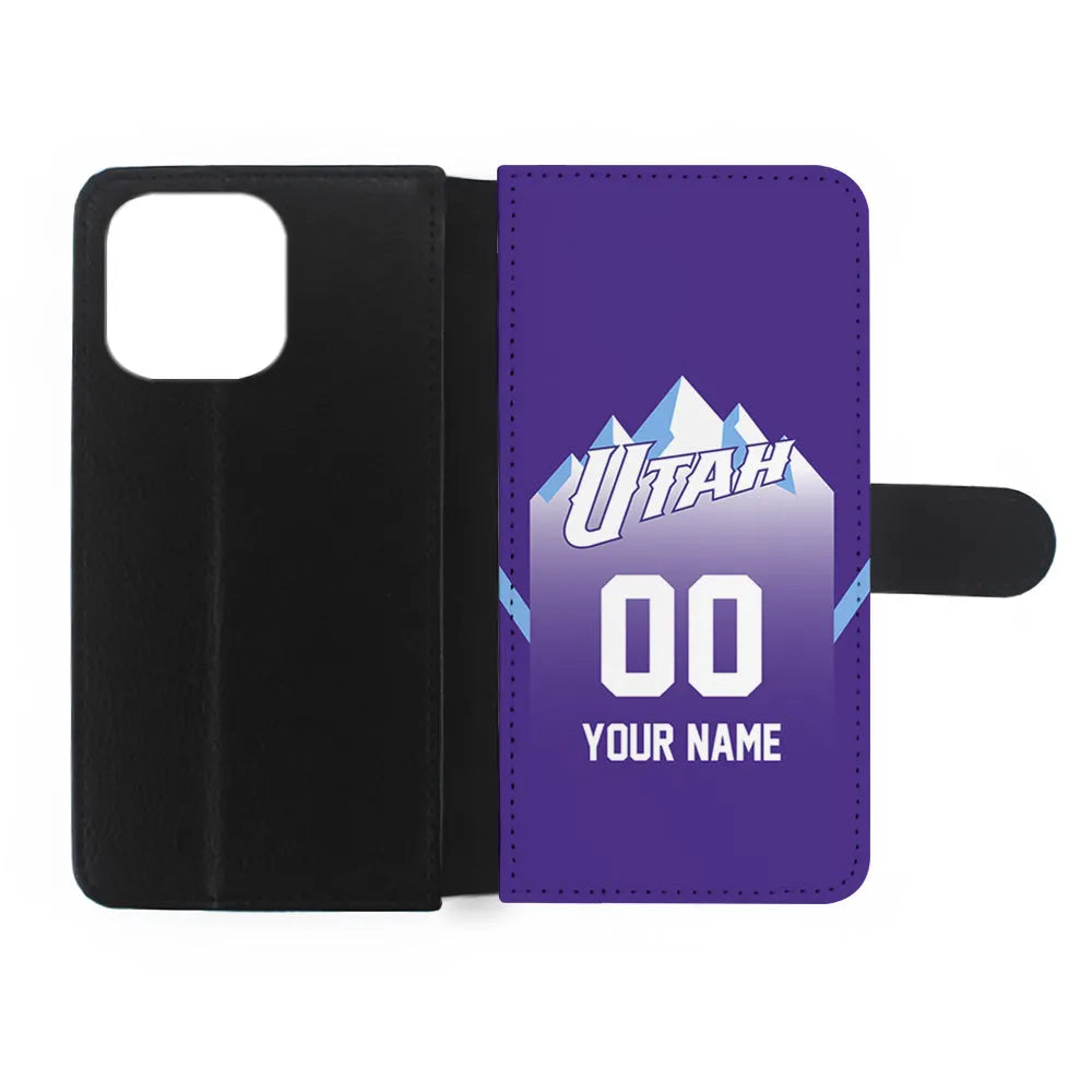 Custom Jersey Utah Jazz NBA Phone Case-Purple-Flip Wallet Case-Xtracase