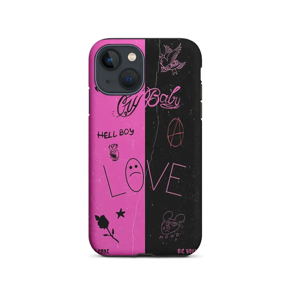 Lil Peep Pink and Black iPhone 13 Mini Case-2 in 1 Tough Case-Xtracase