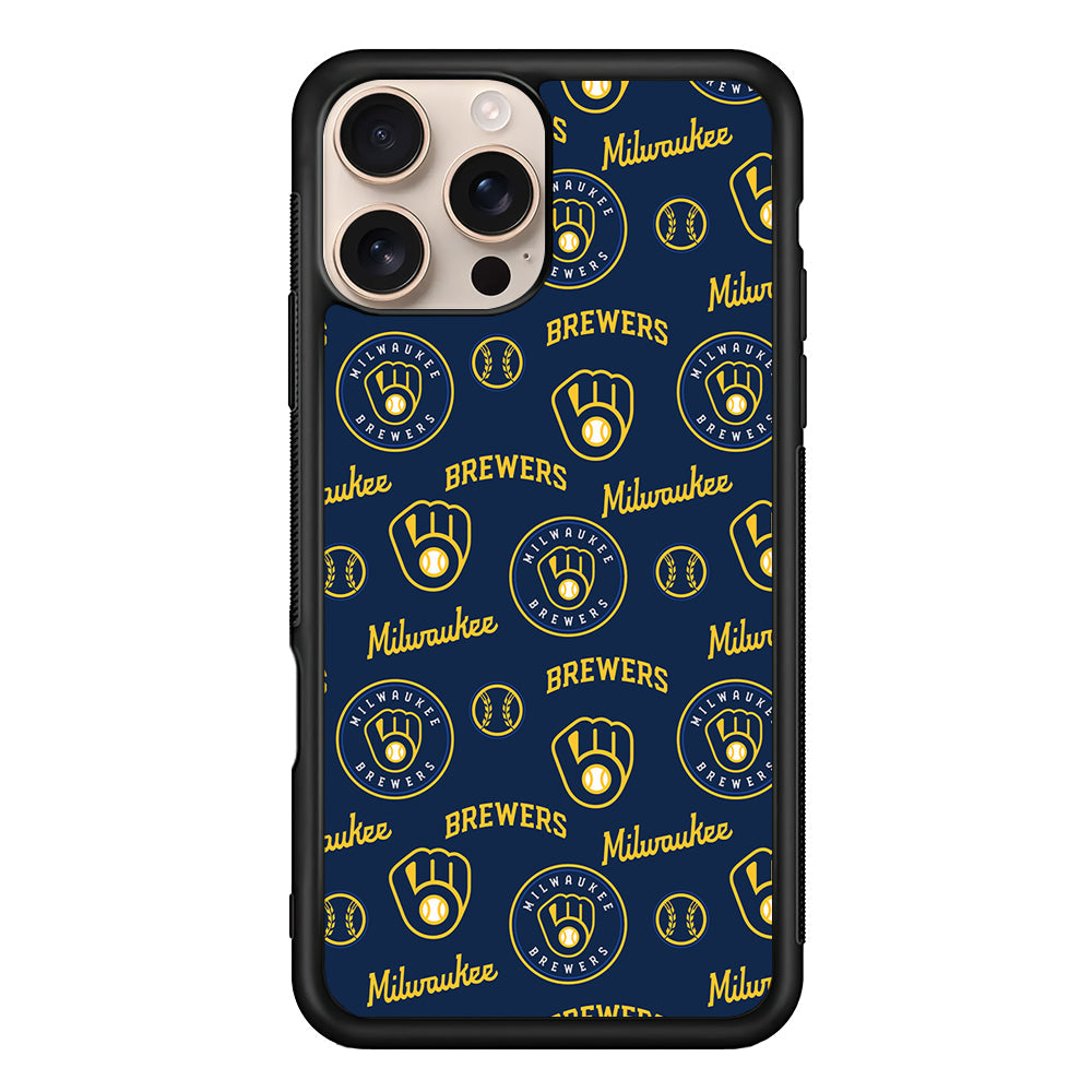 MLB Milwaukee Brewers Pattern iPhone 16 Pro Max Case - iPhone 16 Pro Max