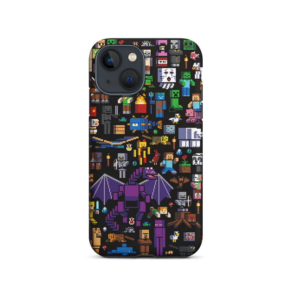 Minicraft All Characters iPhone 15 Case-2 in 1 Tough Case-Xtracase