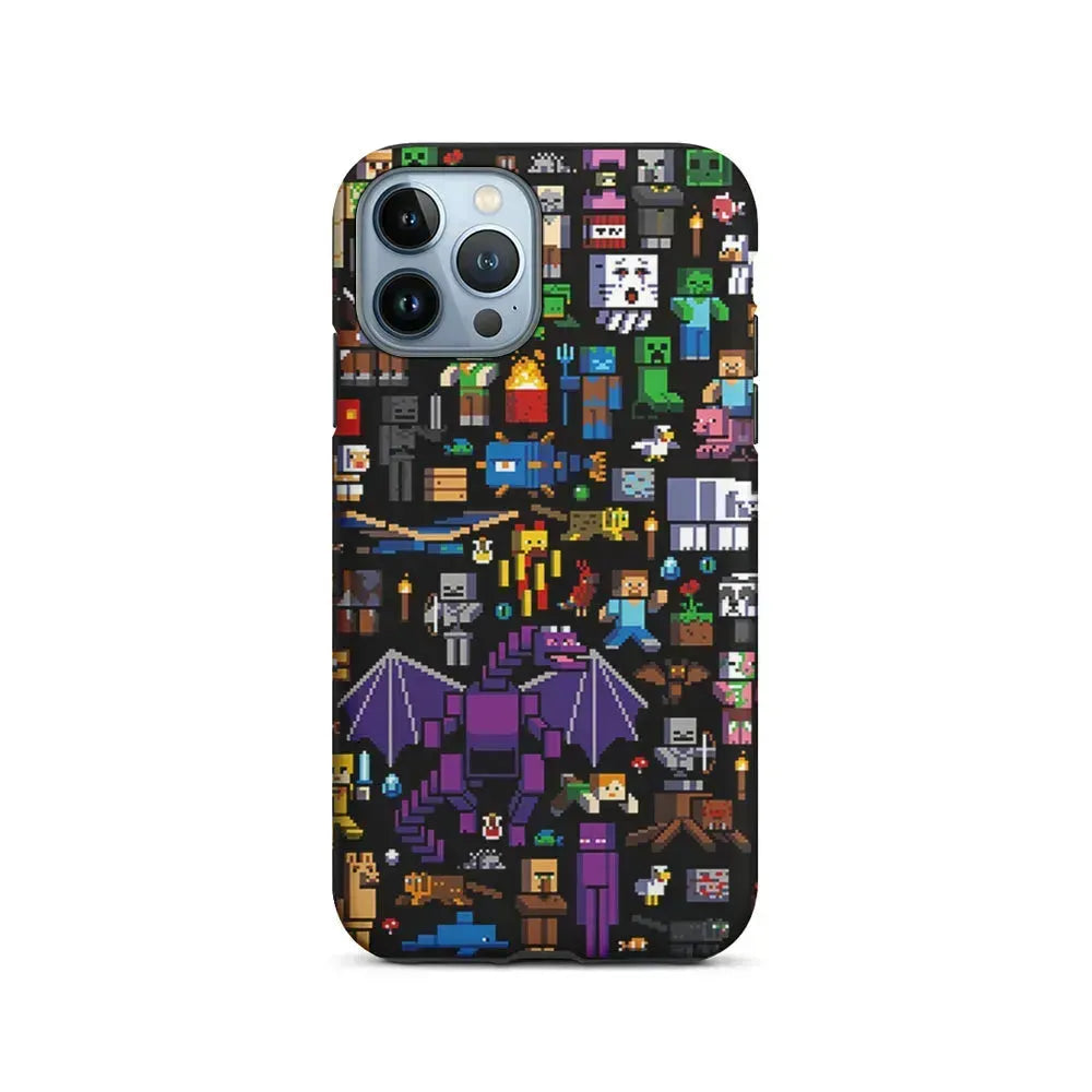 Minicraft All Characters iPhone 15 Pro Max Case-2 in 1 Tough Case-Xtracase