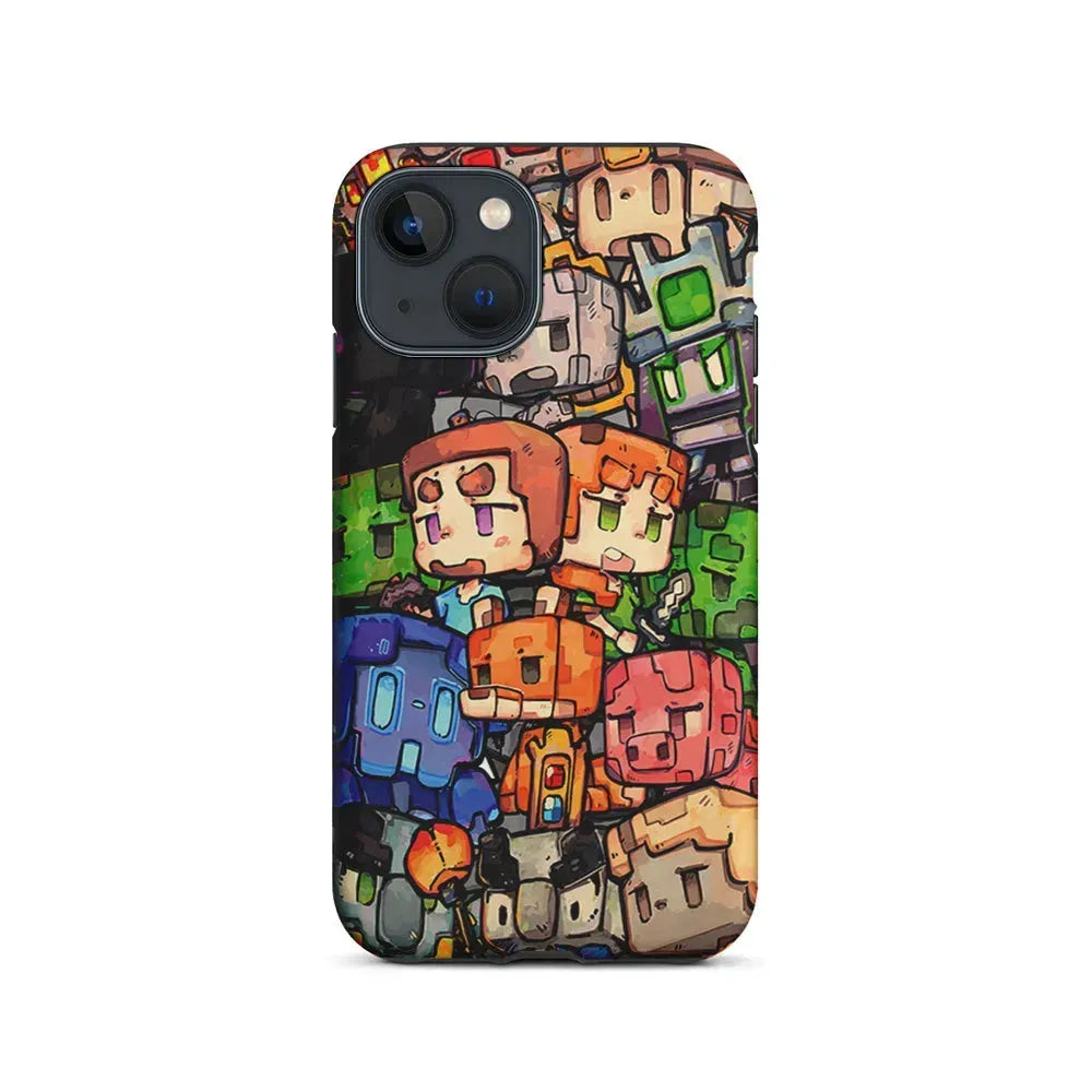 Minicraft Characters Drawing iPhone 13 Mini Case-2 in 1 Tough Case-Xtracase