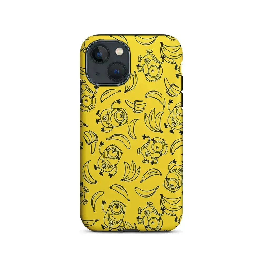 Minions and Banana Yellow iPhone 13 Mini Case-2 in 1 Tough Case-Xtracase