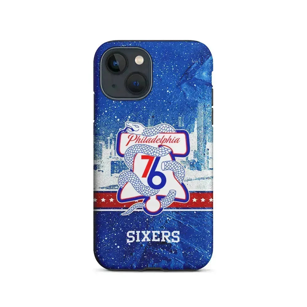 NBA Philadelphia 76ers Sixers iPhone 13 Mini Case-2 in 1 Tough Case-Xtracase