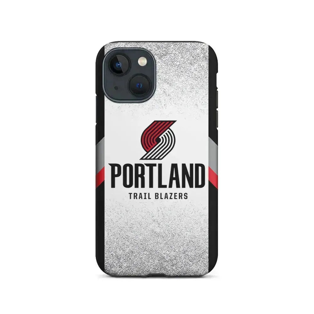 NBA Portland Trail Blazers Silver iPhone 13 Mini Case-2 in 1 Tough Case-Xtracase