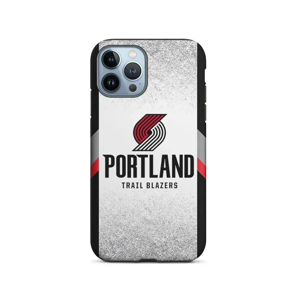 NBA Portland Trail Blazers Silver iPhone 15 Pro Max Case-2 in 1 Tough Case-Xtracase