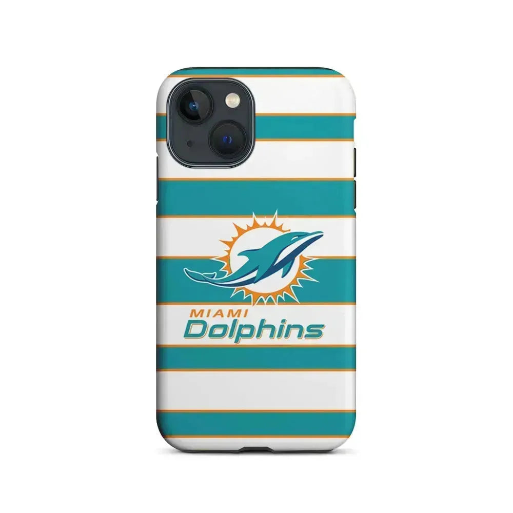 NFL Miami Dolphins White Stripe iPhone 13 Mini Case-2 in 1 Tough Case-Xtracase