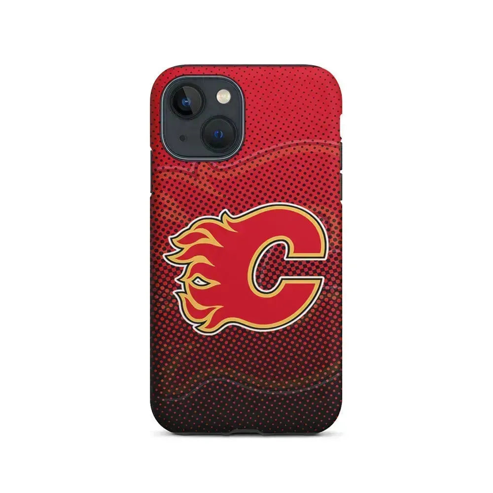 NHL Calgary Flames Dot iPhone 13 Mini Case-2 in 1 Tough Case-Xtracase