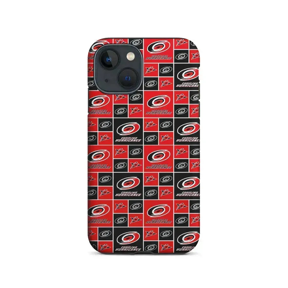 NHL Carolina Hurricanes Pattern iPhone 13 Mini Case-2 in 1 Tough Case-Xtracase