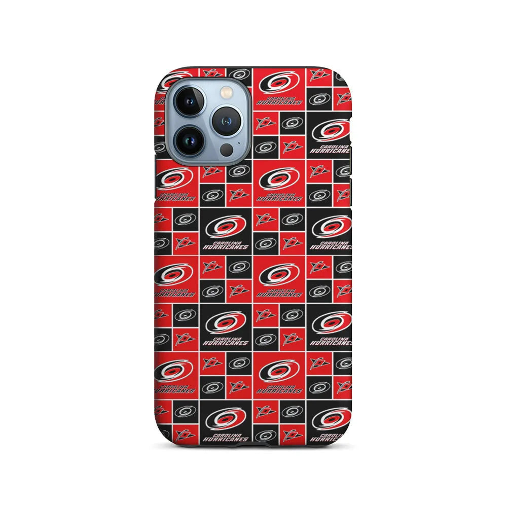 NHL Carolina Hurricanes Pattern iPhone 13 Pro Max Case-2 in 1 Tough Case-Xtracase
