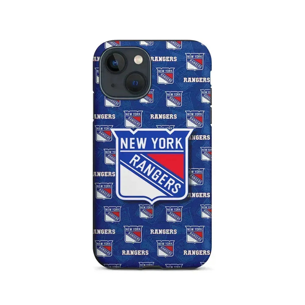 NHL New York Rangers Pattern iPhone 13 Mini Case-2 in 1 Tough Case-Xtracase