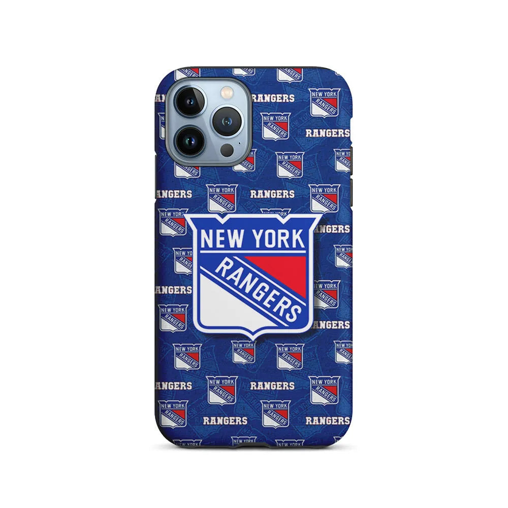 NHL New York Rangers Pattern iPhone 13 Pro Case-2 in 1 Tough Case-Xtracase