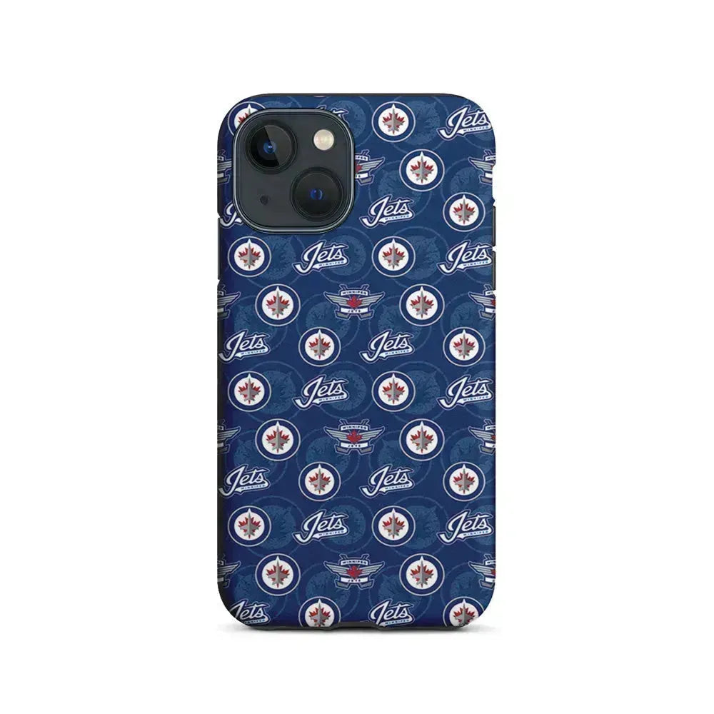 NHL Winnipeg Jets Pattern iPhone 13 Mini Case-2 in 1 Tough Case-Xtracase