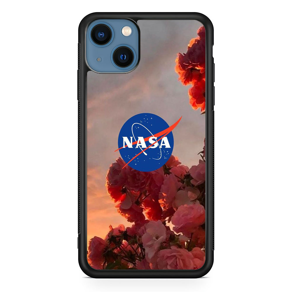 Nasa Logo Pink Flowers iPhone 14 Plus Case-Xtracase