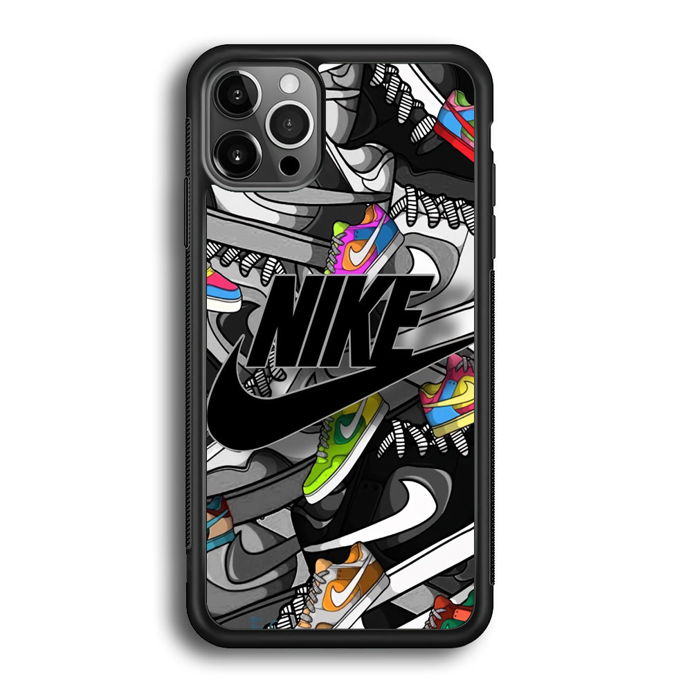 Nike Collection Shoes Black Logo iPhone 12 Pro Case-Xtracase