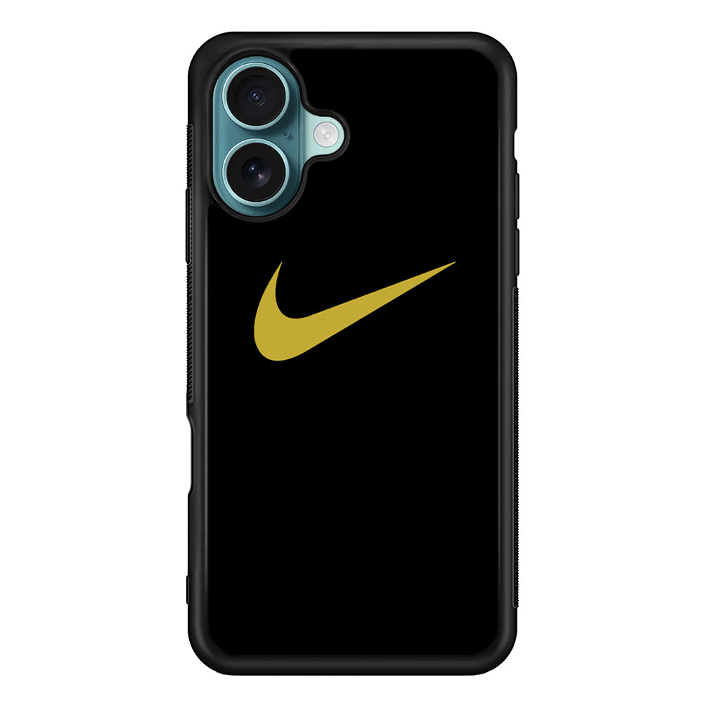 Nike Gold Logo Black iPhone 16 Case - Xtracase