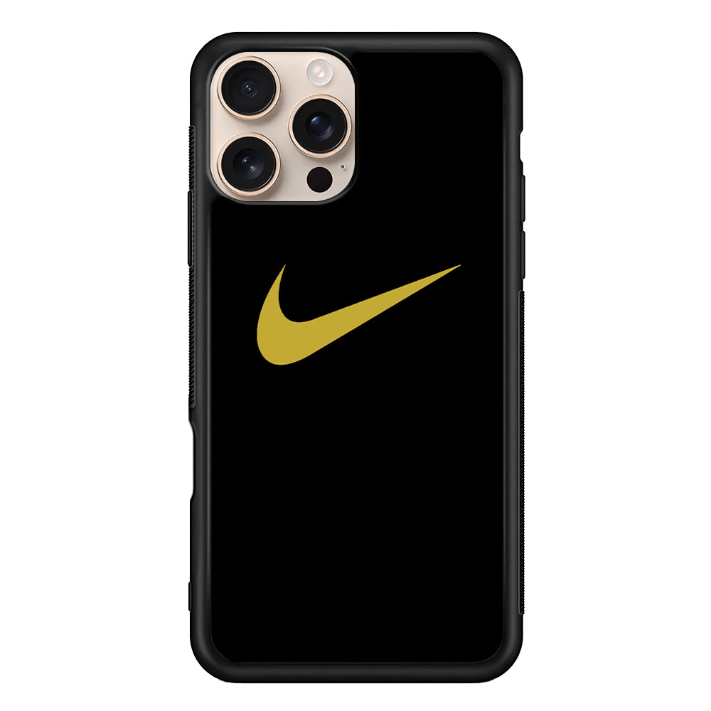 Nike Gold Logo Black iPhone 16 Pro Max Case - Xtracase