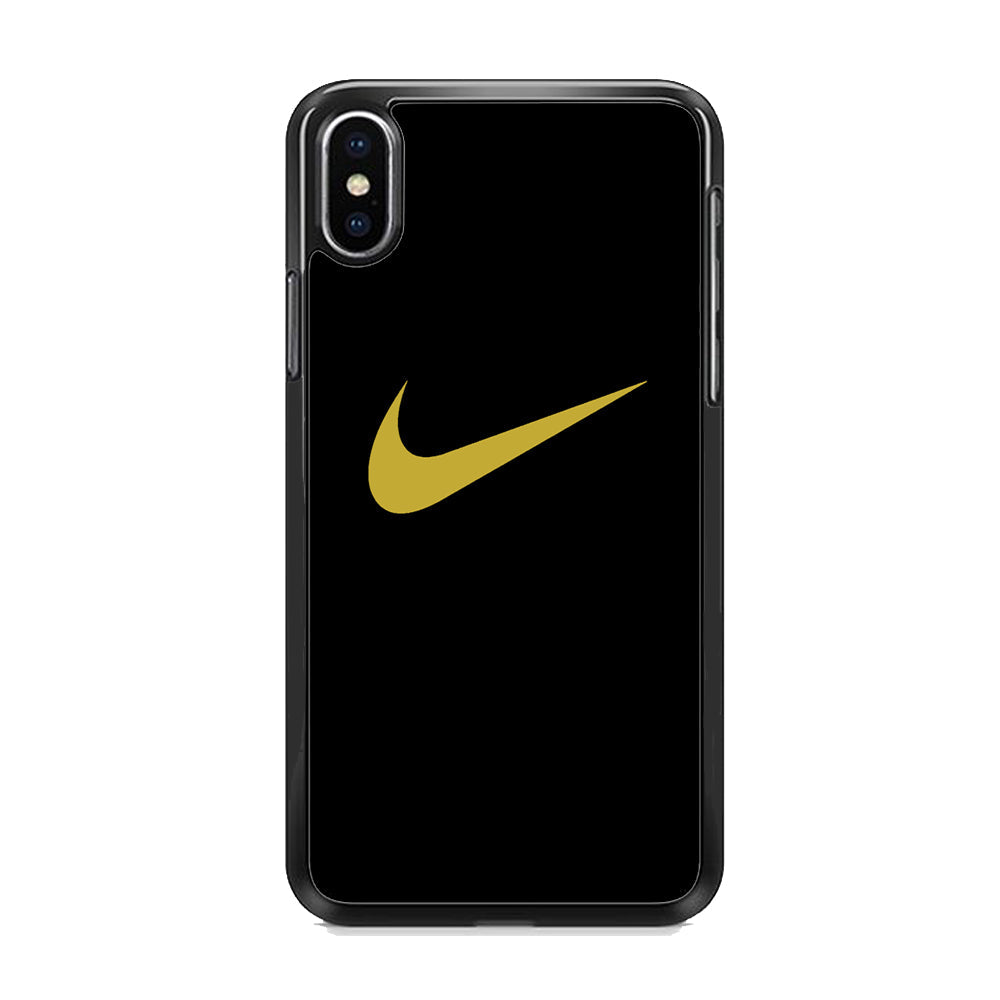 Nike Gold Logo Black iPhone XS Case-Xtracase