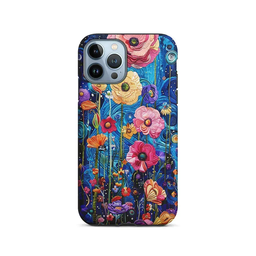 Painting of Flowers with a Blue Sky iPhone 15 Pro Max Case-2 in 1 Tough Case-Xtracase