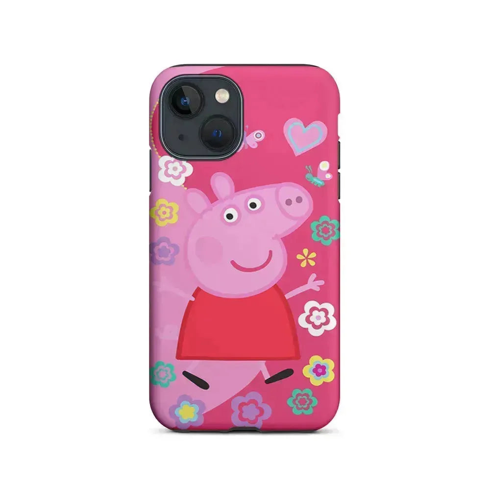 Peppa Pig Cute Pink iPhone 13 Mini Case-2 in 1 Tough Case-Xtracase