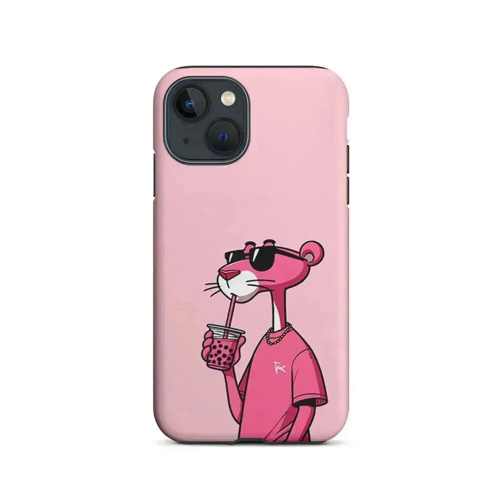Pink Panther Drinks Bubble Tea iPhone 13 Mini Case-2 in 1 Tough Case-Xtracase