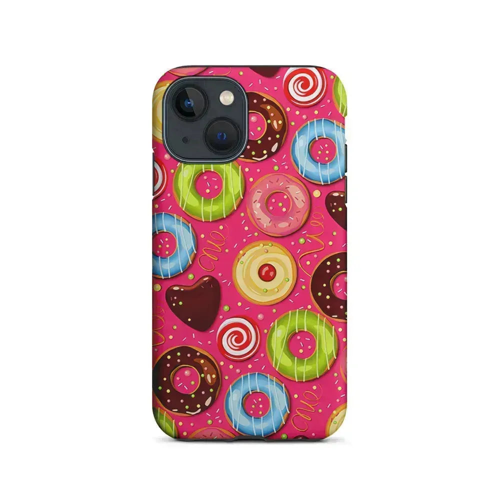 Pink Sweet Cute Donuts iPhone 13 Mini Case-2 in 1 Tough Case-Xtracase