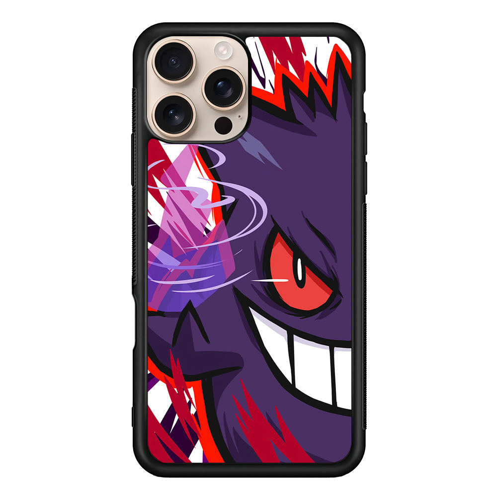 Pokemon Gengar Half Face iPhone 16 Pro Max Case - iPhone 16 Pro Max
