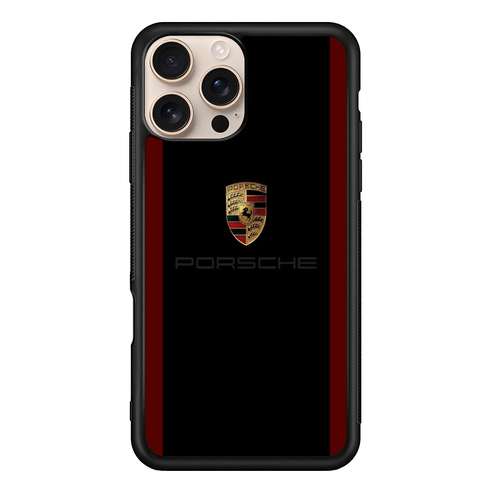 Porsche Logo Stripe Maroon iPhone 16 Pro Max Case - Xtracase