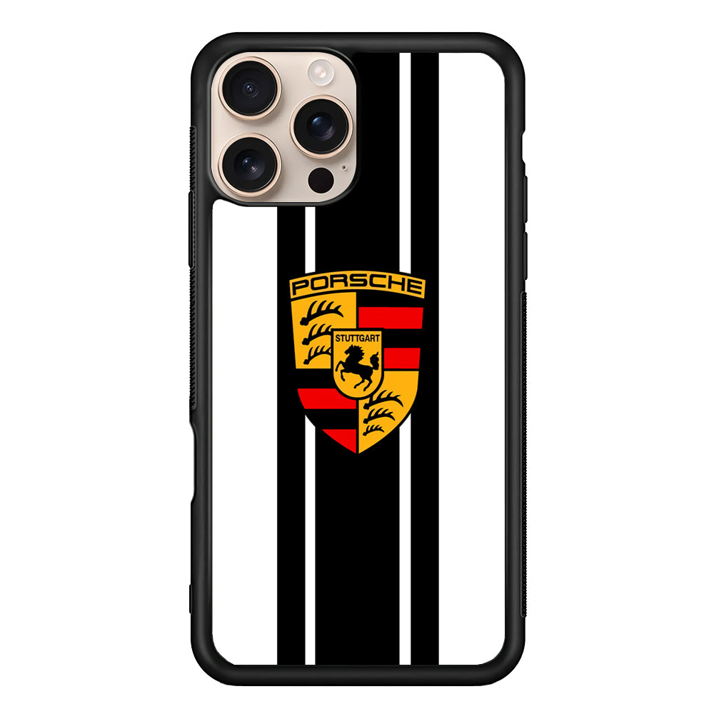 Porsche Stripe White Emblem iPhone 16 Pro Case - Xtracase