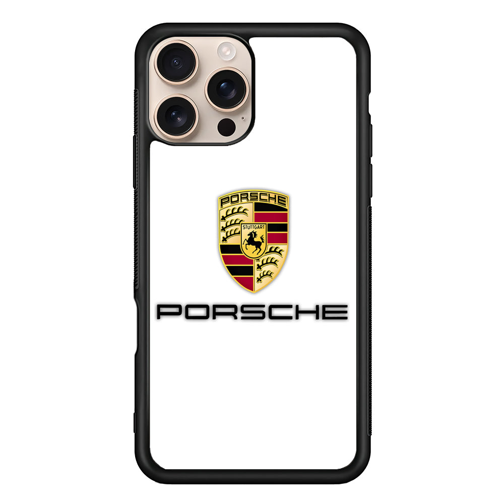 Porsche White Emblem iPhone 16 Pro Max Case - Xtracase