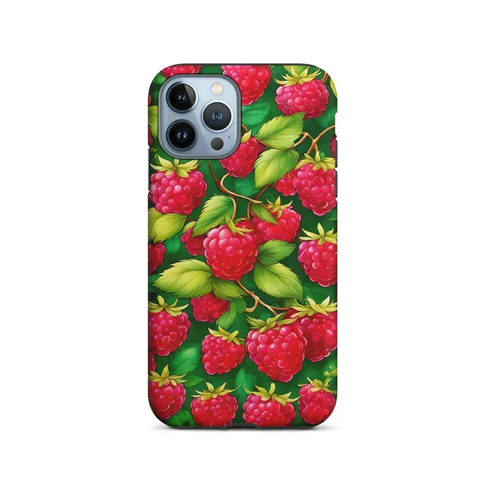 Raspberry Leaves and Berries iPhone 15 Pro Max Case-2 in 1 Tough Case-Xtracase